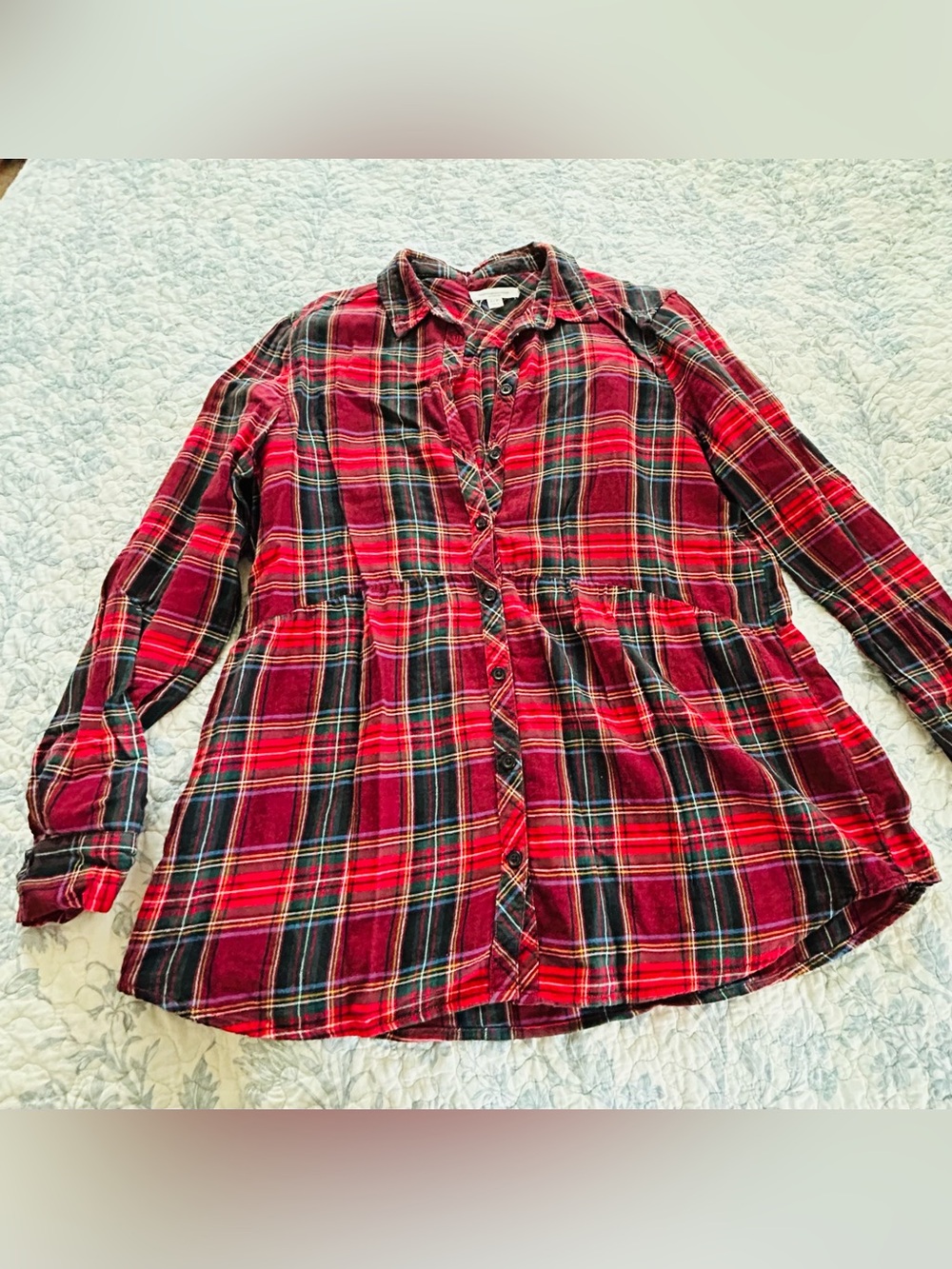 Plaid peplum style flannel top